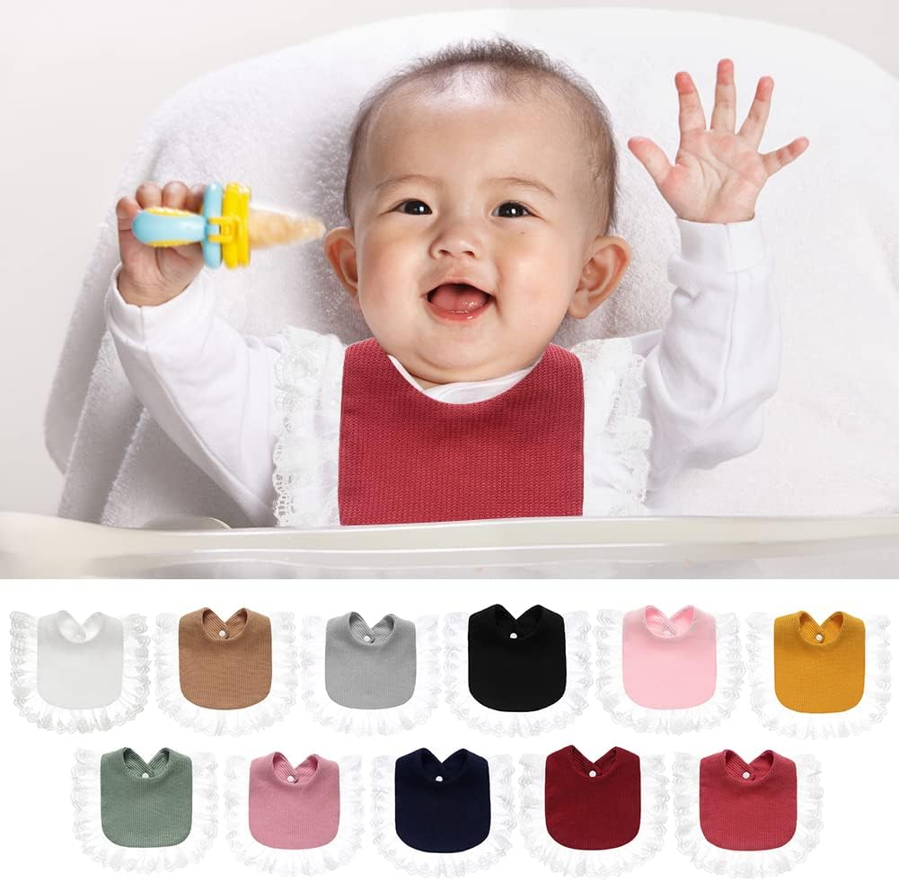 Surakey Baby Muslin Bandana Drool Lace Bibs Adjustable Bibs, Teething and Drooling Bibs Saliva Towel Clean Bibs for Newborn - Gray - Image 5